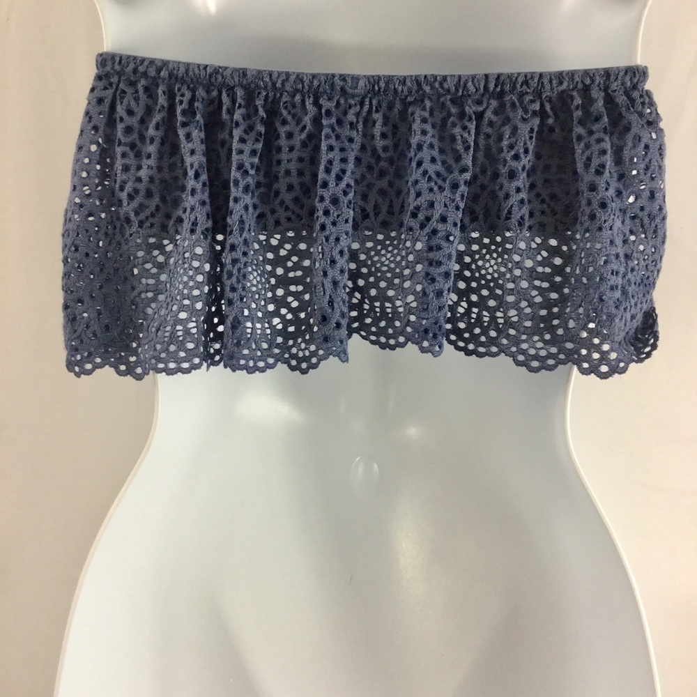 Saki Silver by Diana M. Bara Flouncy Lace Bandeau Bra M NWT - Picture 2 of 6